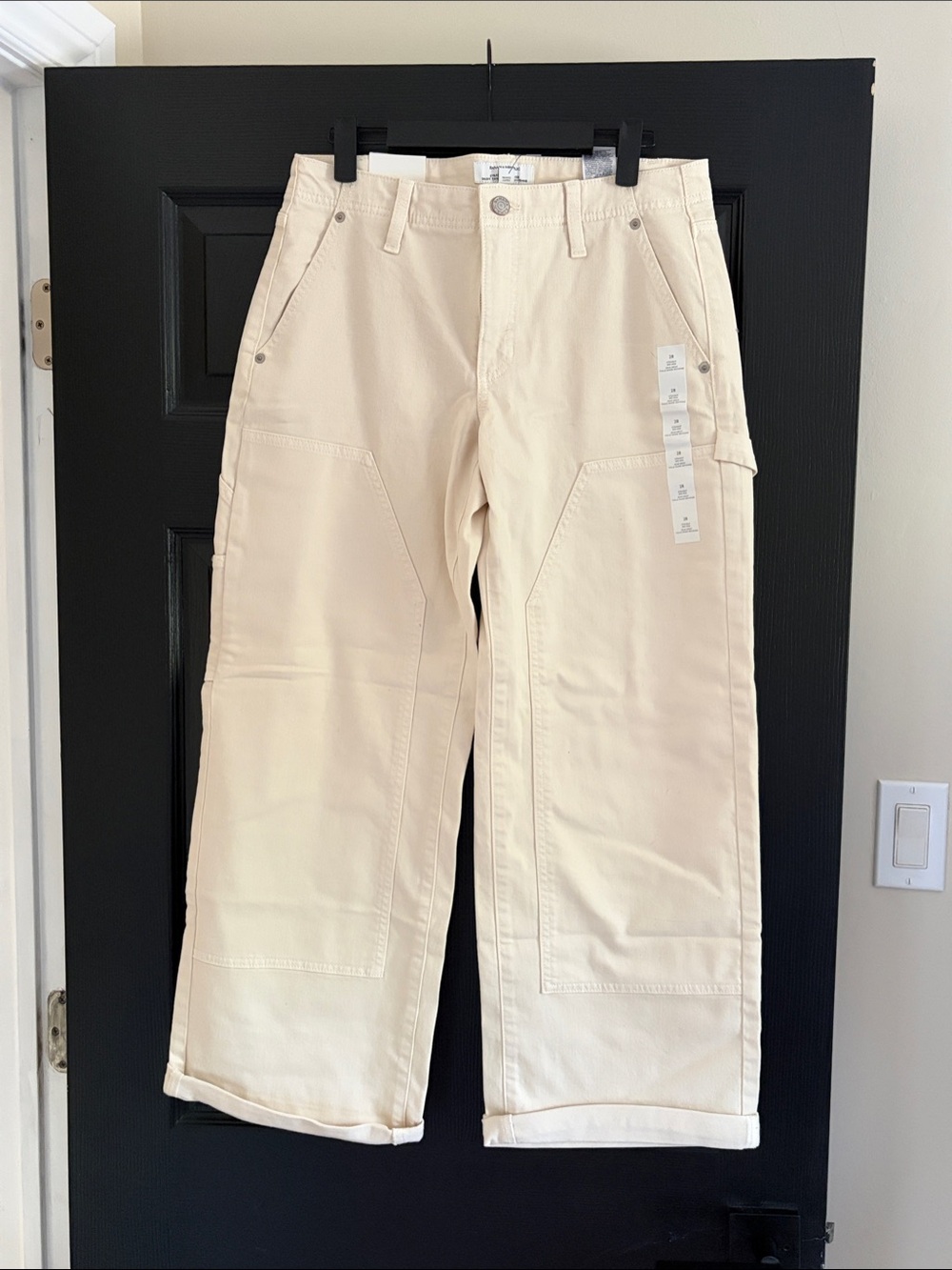 Banana Republic Cream Wide-Leg cropper utility cotton Jeans